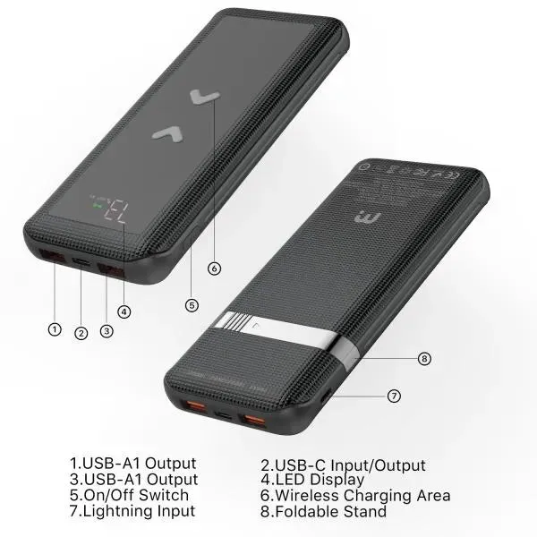 10,000 mAh Wireless Power Bank With Kickstand