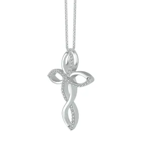 1/6 CTW Diamond Cross 18-inch Pendant in Sterling Silver