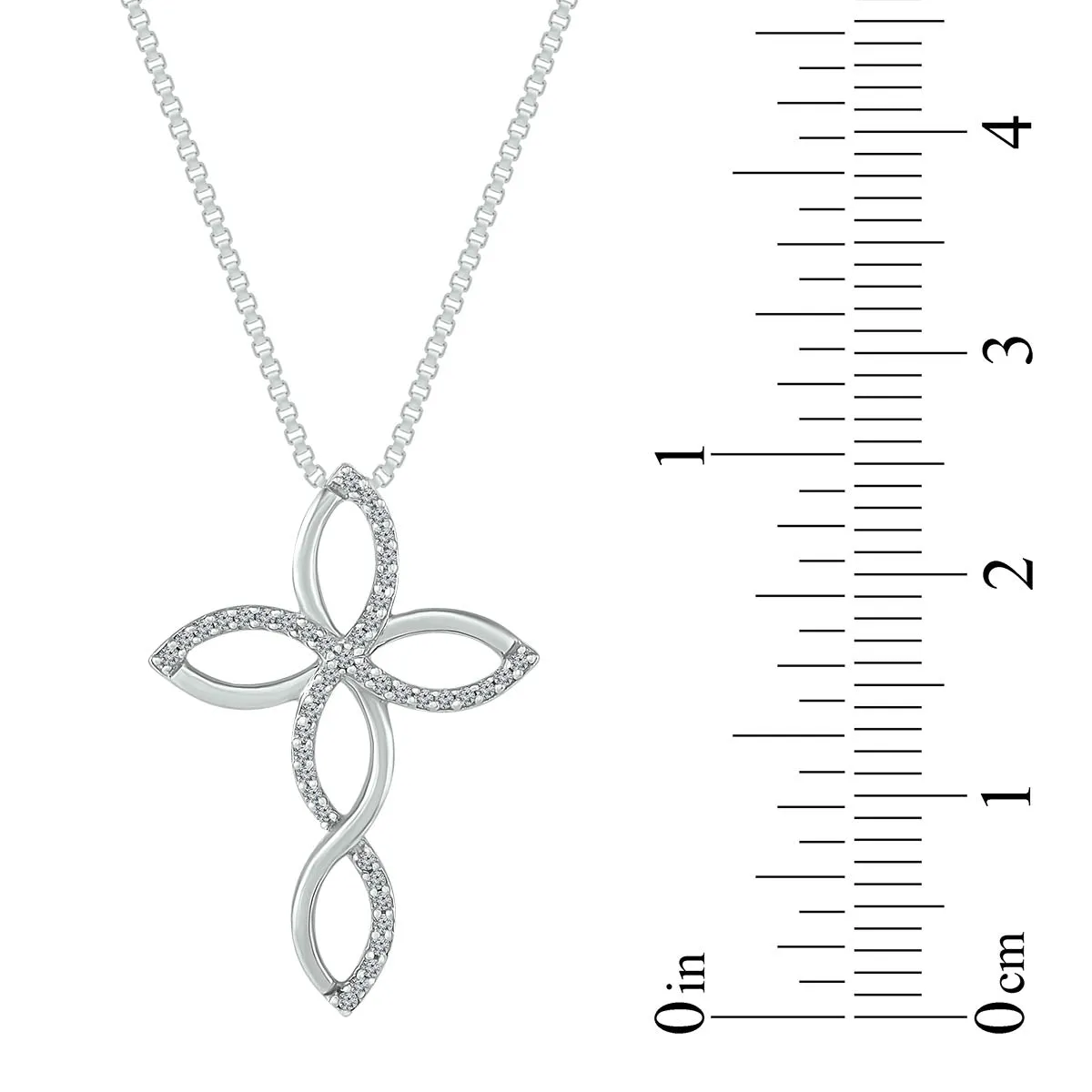 1/6 CTW Diamond Cross 18-inch Pendant in Sterling Silver