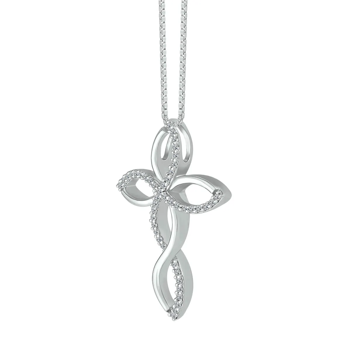 1/6 CTW Diamond Cross 18-inch Pendant in Sterling Silver