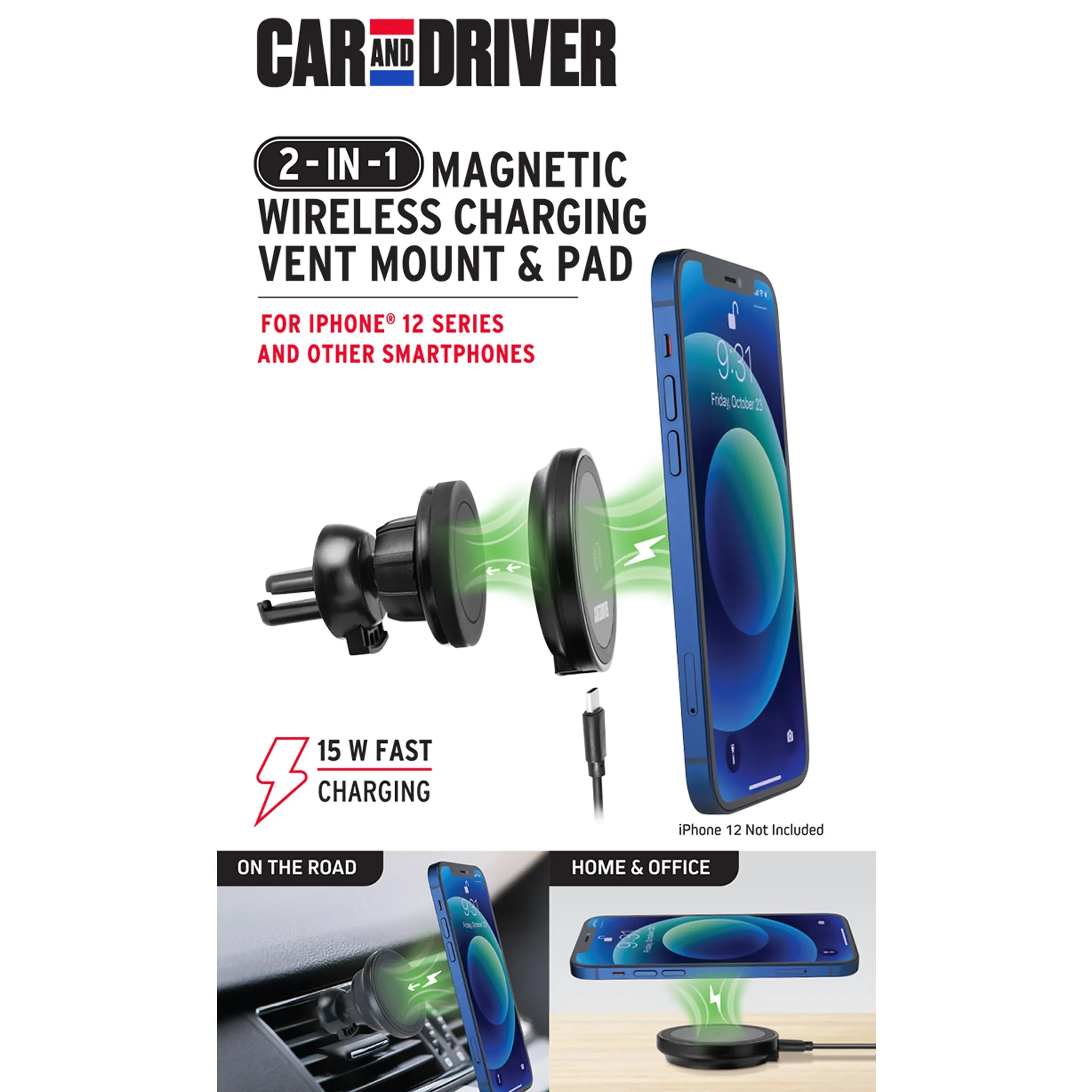 2-IN-1 MAGNETIC WIRELESS CHARGING VENT MOUNT - CAR AND DRIVER 9978