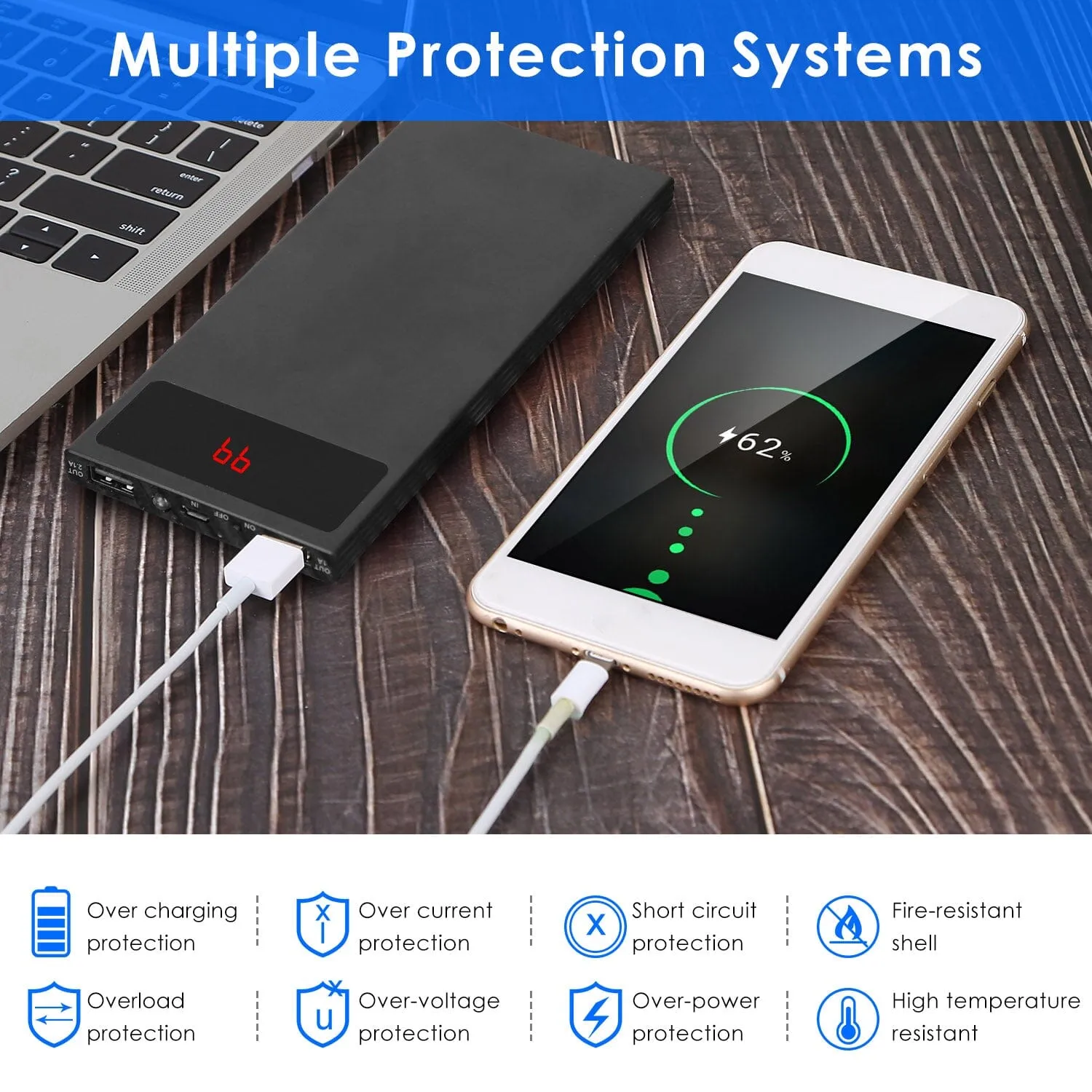 20,000mAh Power Bank Ultra-thin External Battery Pack