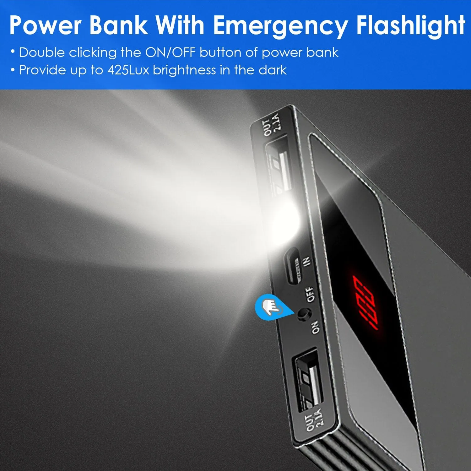 20,000mAh Power Bank Ultra-thin External Battery Pack