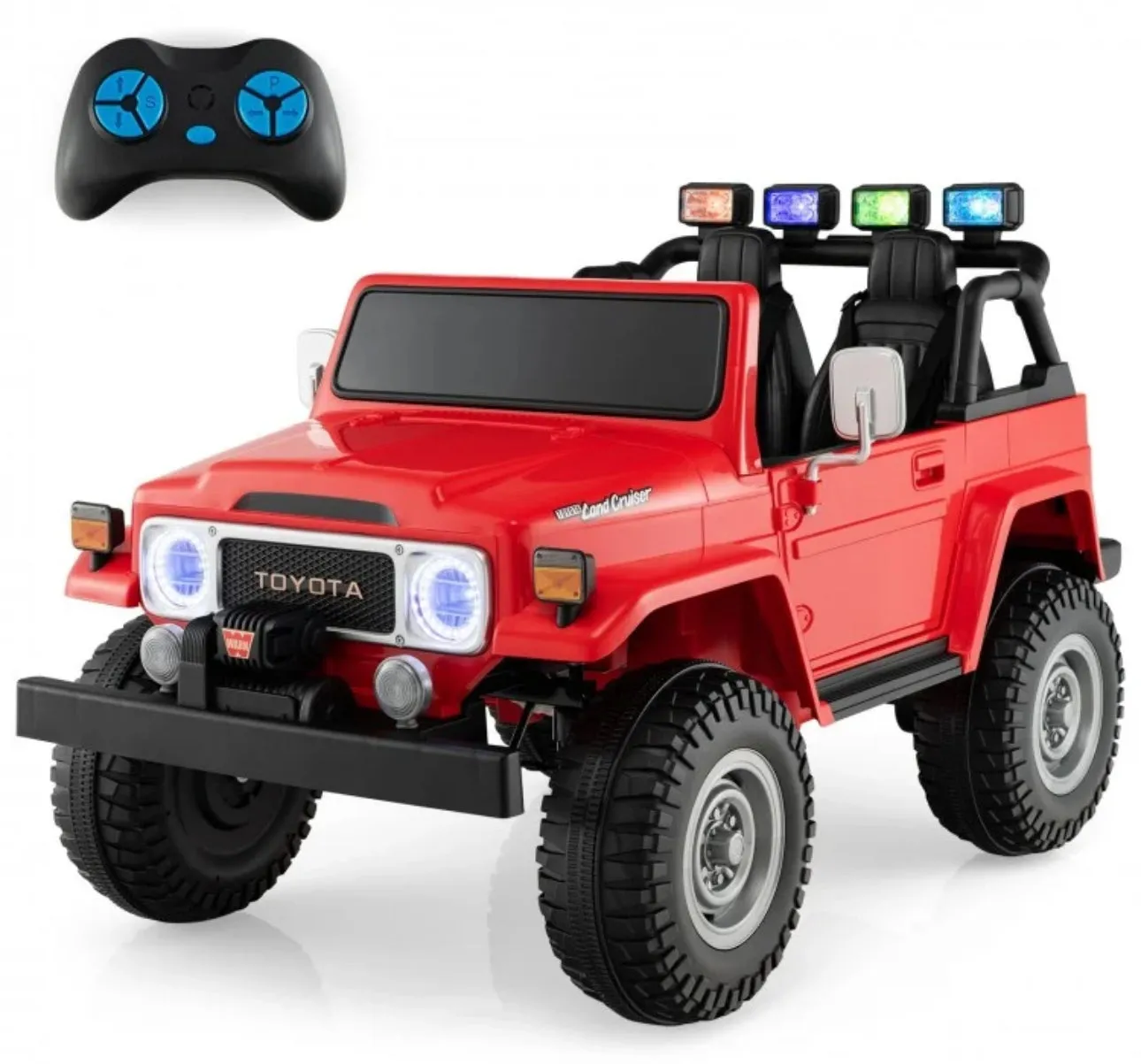 2025 Upgraded 12V Licensed 2 Seater Toyota FJ40 12V Ride On Car | Colourful Lights | Seatbelt | Storage| 2 Speeds | 14” Tires | Upgraded Shocks | Remote