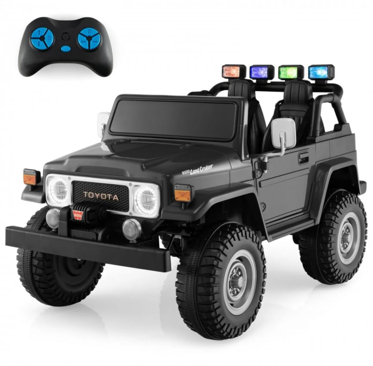 2025 Upgraded 12V Licensed 2 Seater Toyota FJ40 12V Ride On Car | Colourful Lights | Seatbelt | Storage| 2 Speeds | 14” Tires | Upgraded Shocks | Remote