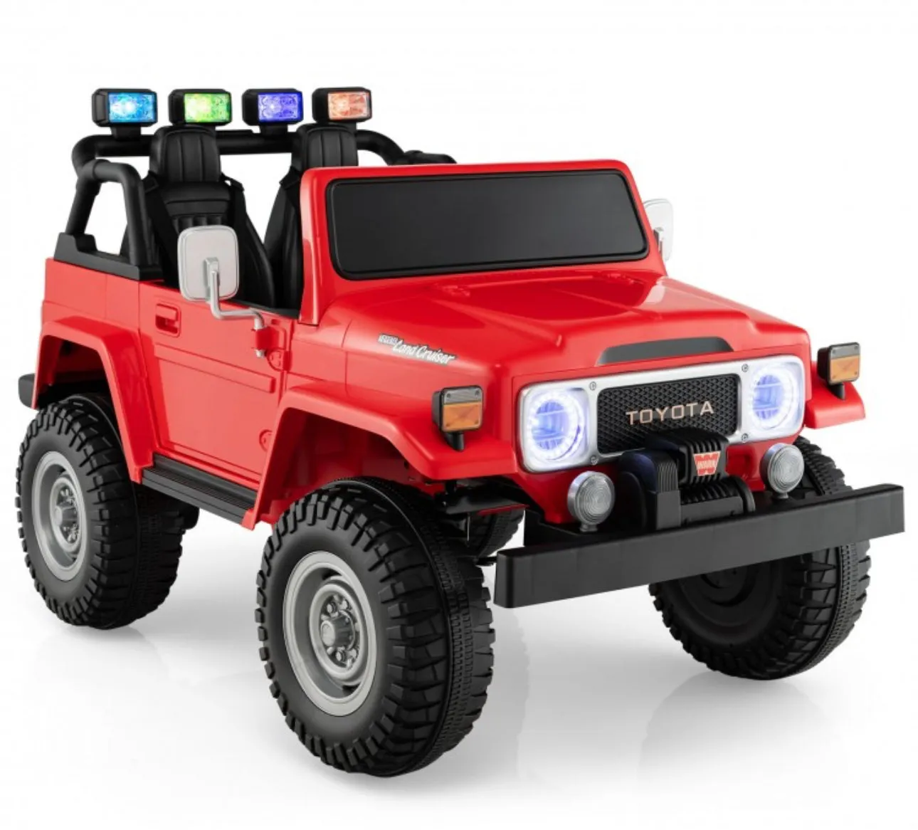 2025 Upgraded 12V Licensed 2 Seater Toyota FJ40 12V Ride On Car | Colourful Lights | Seatbelt | Storage| 2 Speeds | 14” Tires | Upgraded Shocks | Remote