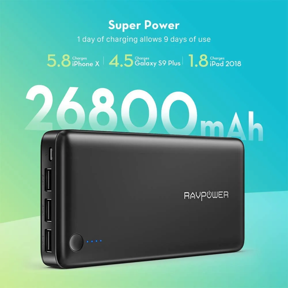 26800mAh Power Bank with 2A Wall Charger