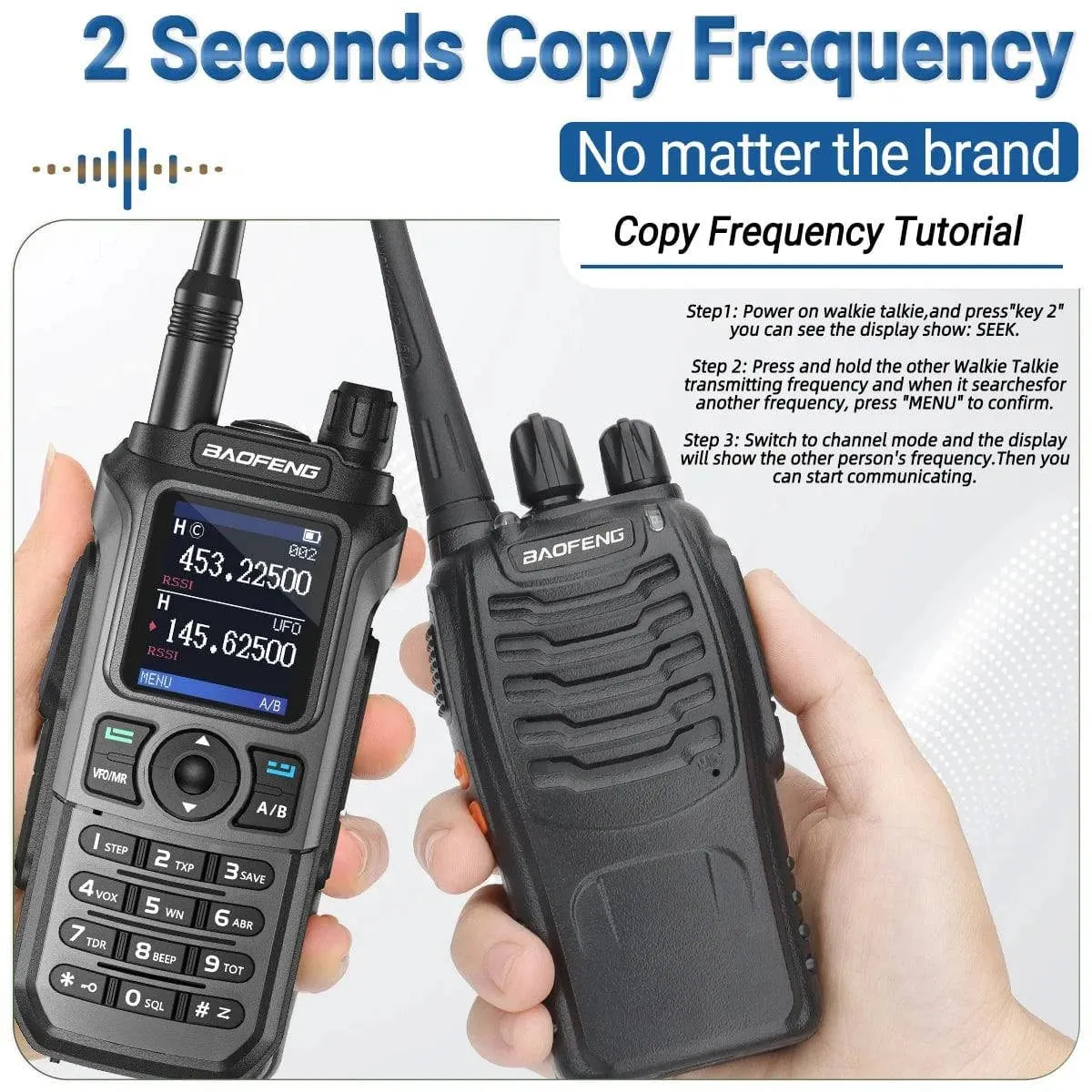 2PCS Baofeng UV-21 Pro Walkie Talkie Tri-Band Wireless Copy Frequency Long Range 999CH High Power UV 5R Ham Two Way Radio