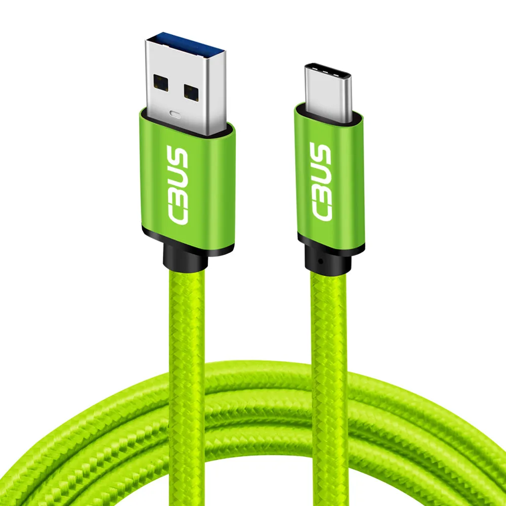 6ft Heavy-Duty Double Braided Fast Charging USB-C Cable (Green)