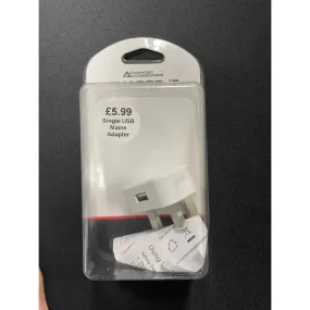 Advanced Accessories Charge-It Single Usb Mains Adapter