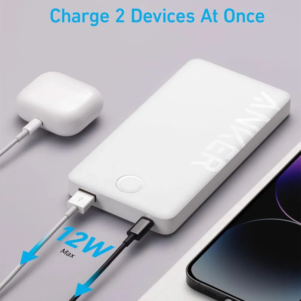 Anker 323 A1334H21 Power Bank USB   Type-C 12W Fast Charging 10000mAh - White