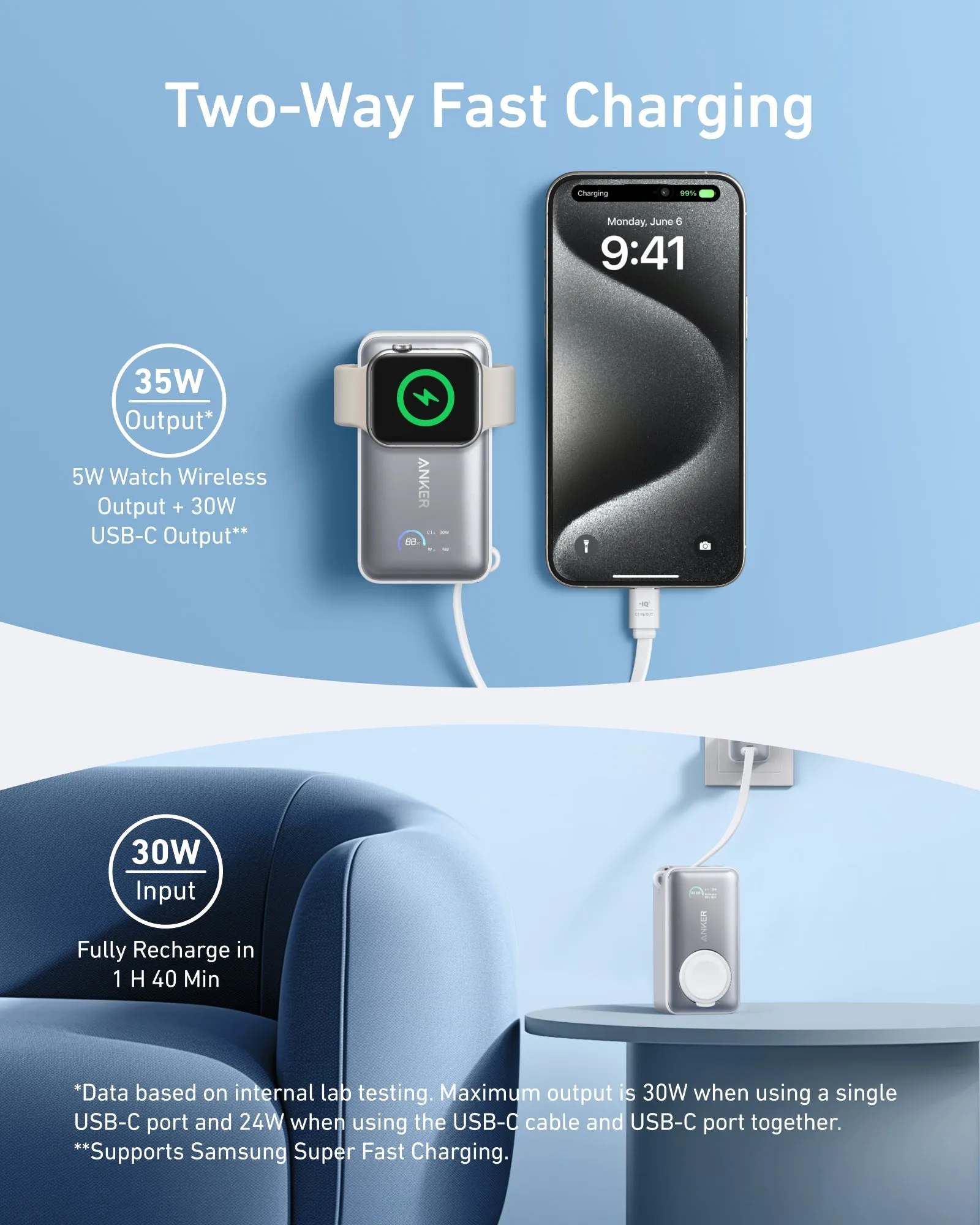 Anker MagGo Power Bank (10K, 35W, For Apple Watch)