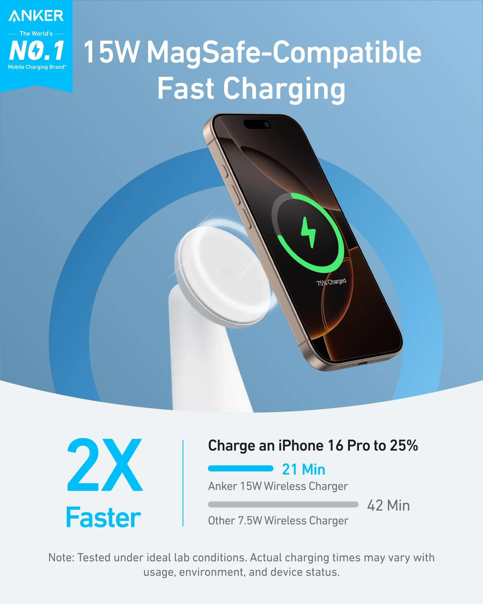 Anker MagGo Wireless Charger (2-in-1, Dock Stand) with USB-C Cable BOA