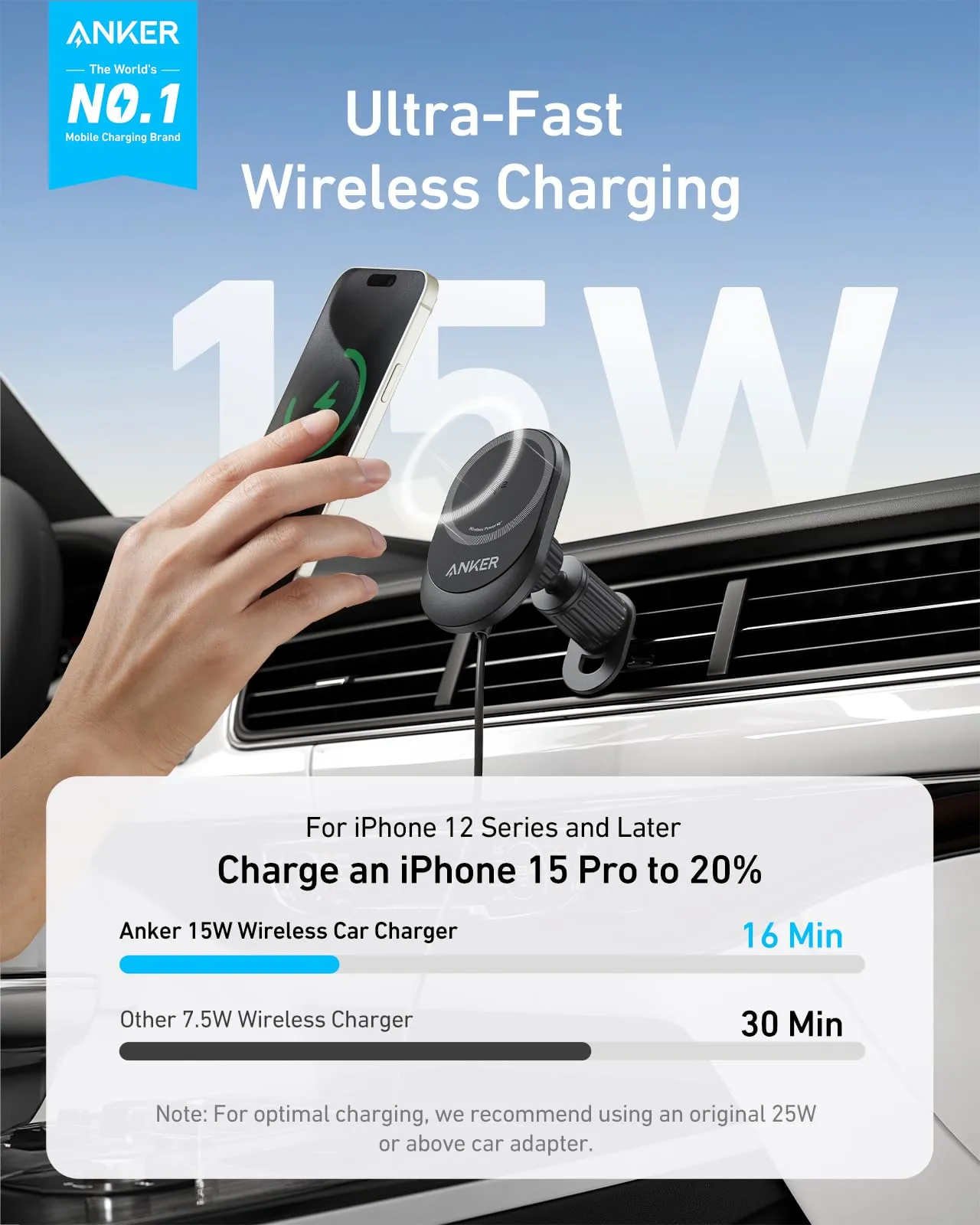 Anker MagSafe Wireless Car Charger Compatible