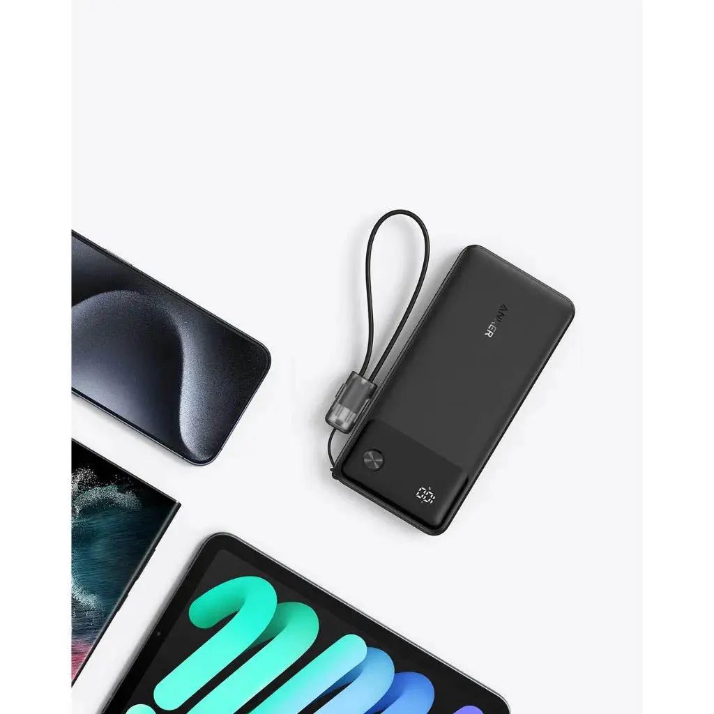 Anker Powercore 10K mAh 22.5W Power Bank W/ Usb-C Cable - Black