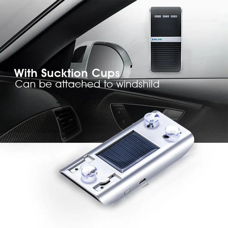 ANLUD Wireless Bluetooth Hands Free Car Kit Phone Speaker Sun Visor Clip