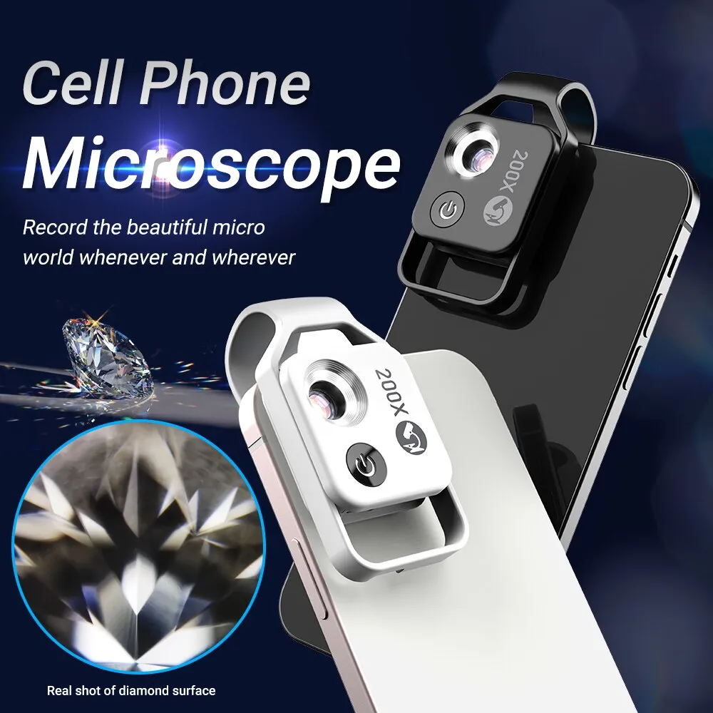 APEXEL HD 200X Microscope Lens with CPL Mobile LED Guide Light Lamp Micro Pocket Macro Lenses for iPhone Samsung  all Smartphone