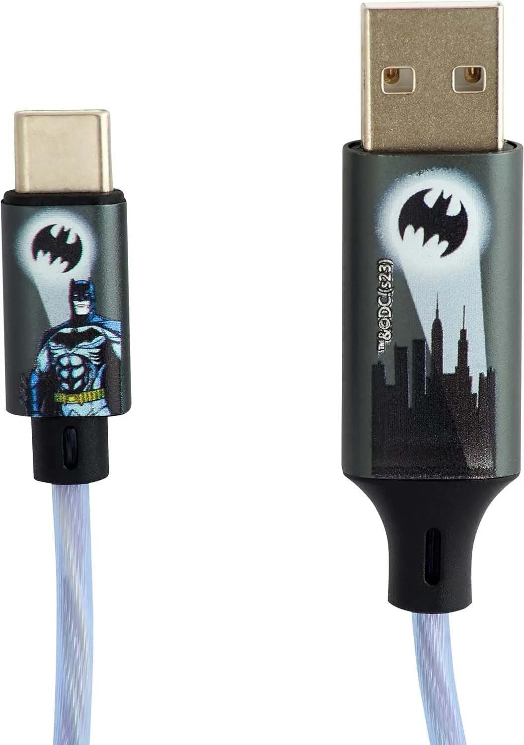 Batman 1.2m USB A to C Charging Cable with Flowing Light Bat Logo - CBBM-ACLI-BATMAN