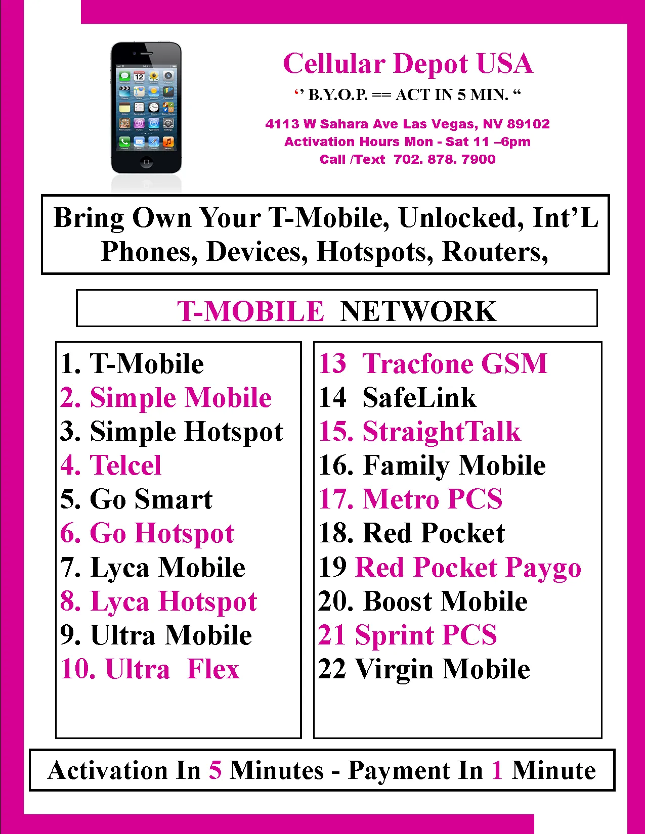 BYOP = T-Mobile $25 Unlimited Talk, Text, 6.5GB 5G, 4G LTE Web & Sim Kit & New Number