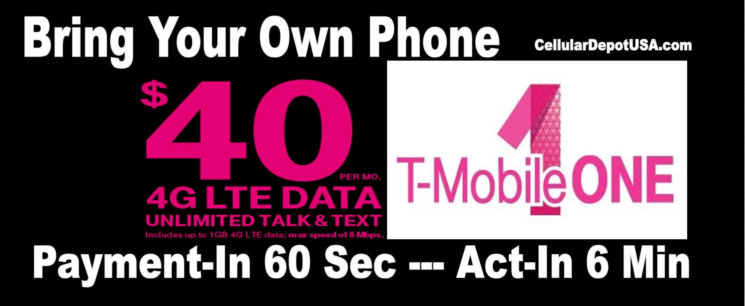 BYOP = T-Mobile $65 Unlimited usa, mex, canand Talk, Text, Web   15GB Hotspot, & Sim Kit & New Number