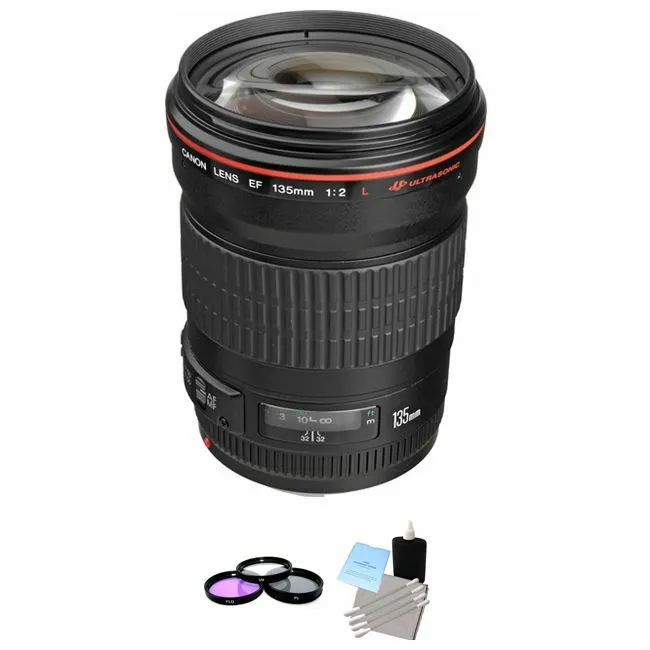 Canon Telephoto EF 135mm f/2.0L USM Autofocus Lens   UV Kit & Cleaning Bundle