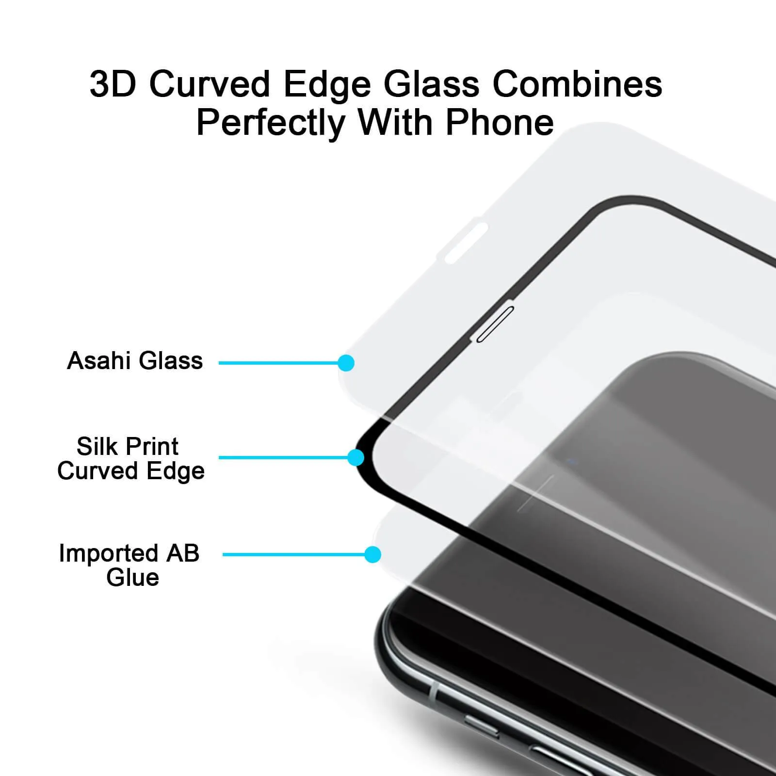 Curved Tempered Glass Screen Protector for iPhone XS/X