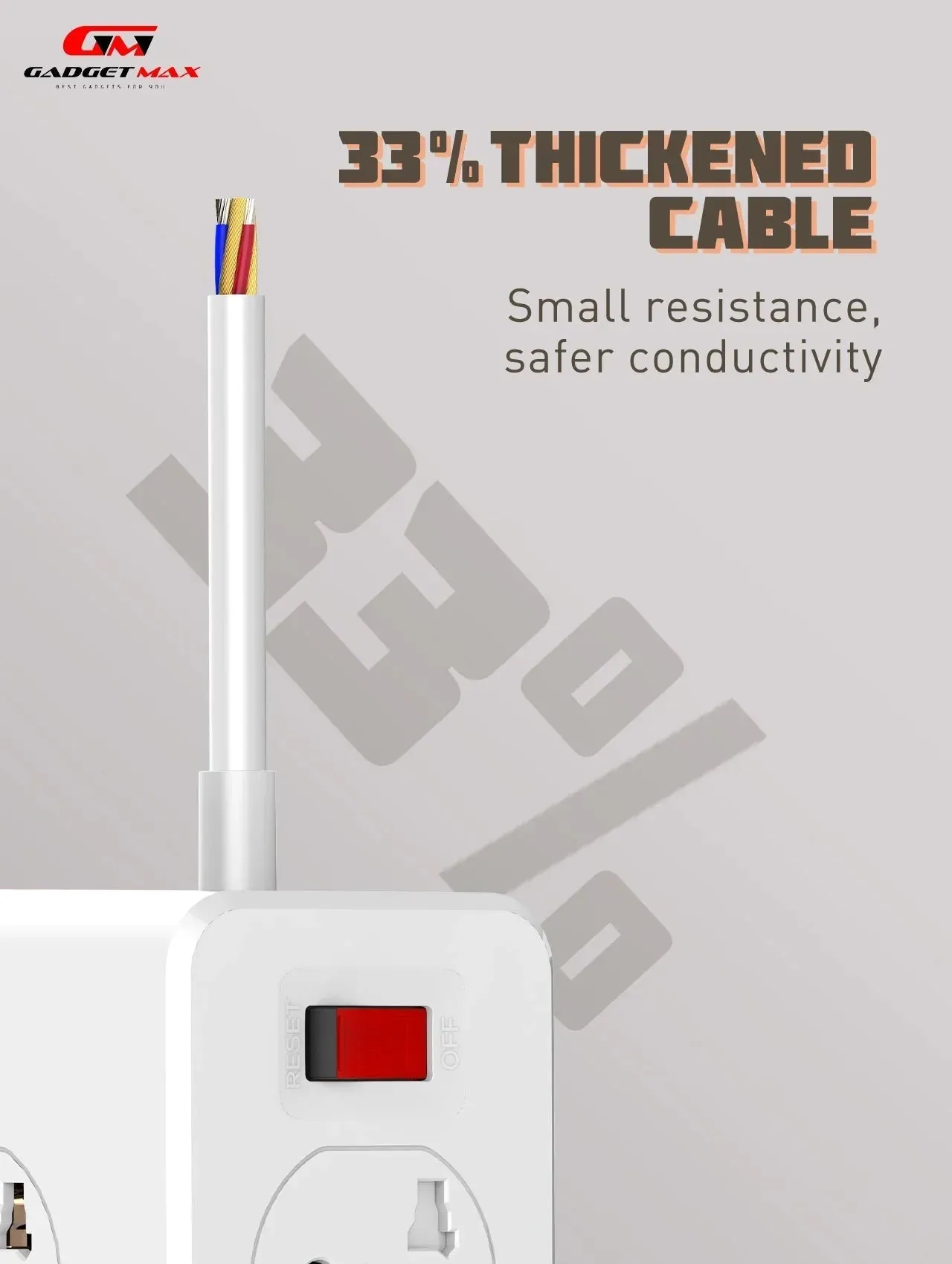 GADGET MAX GM-S10 SC10610 (5USB/1TYPE-C) POWER SOCKET PD QC 3.0 HIGH PERFORMANCE POWER SHRIP 2500W (10SOCKET/5USB/1TYPE-C) (30W) (2M) (Power Socket)