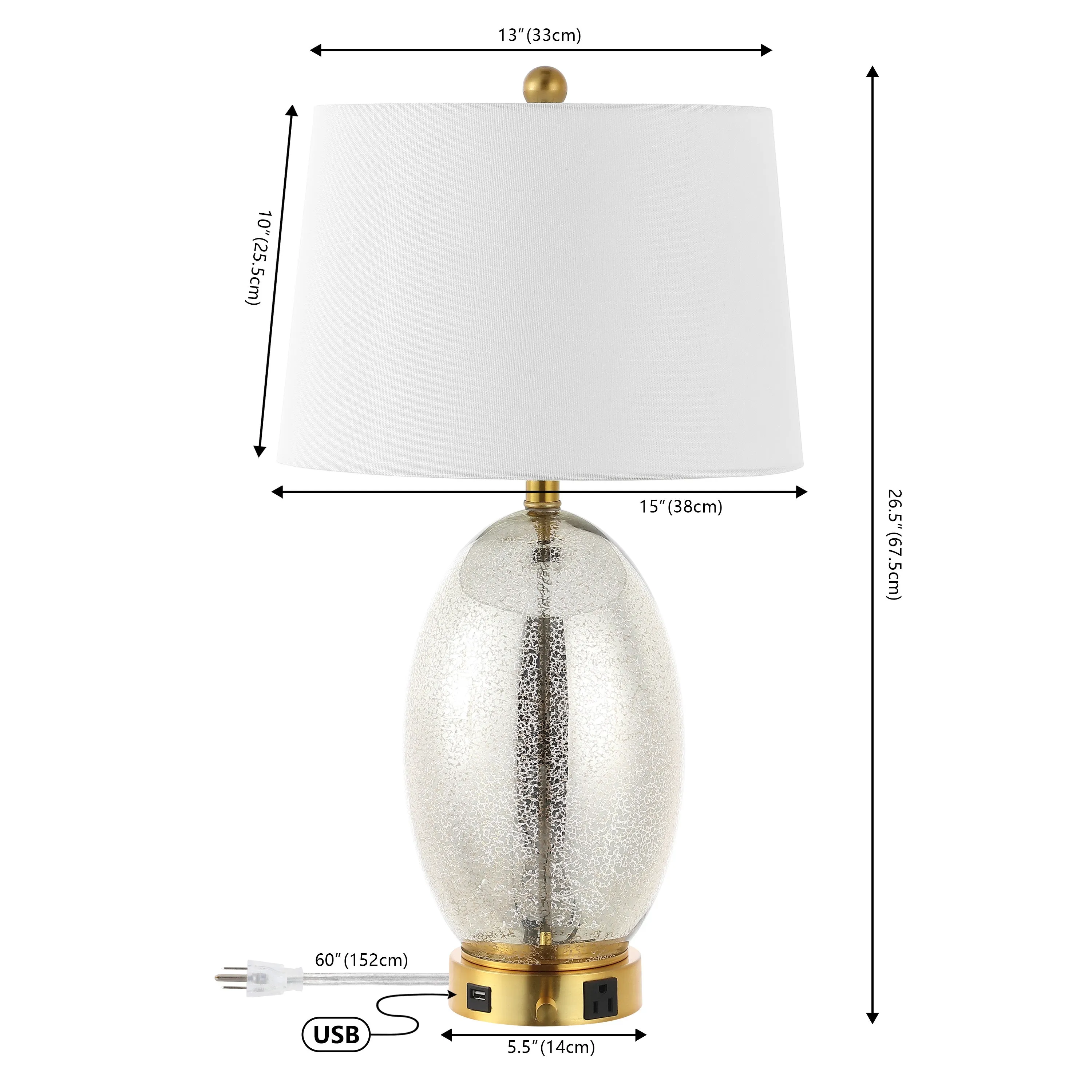 Georgetown Contemporary Style Iron/Glass LED Table Lamp with USB Charging Port