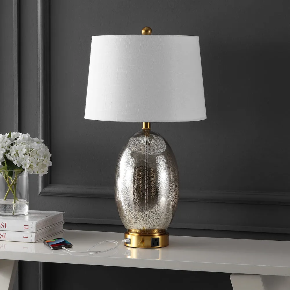 Georgetown Contemporary Style Iron/Glass LED Table Lamp with USB Charging Port