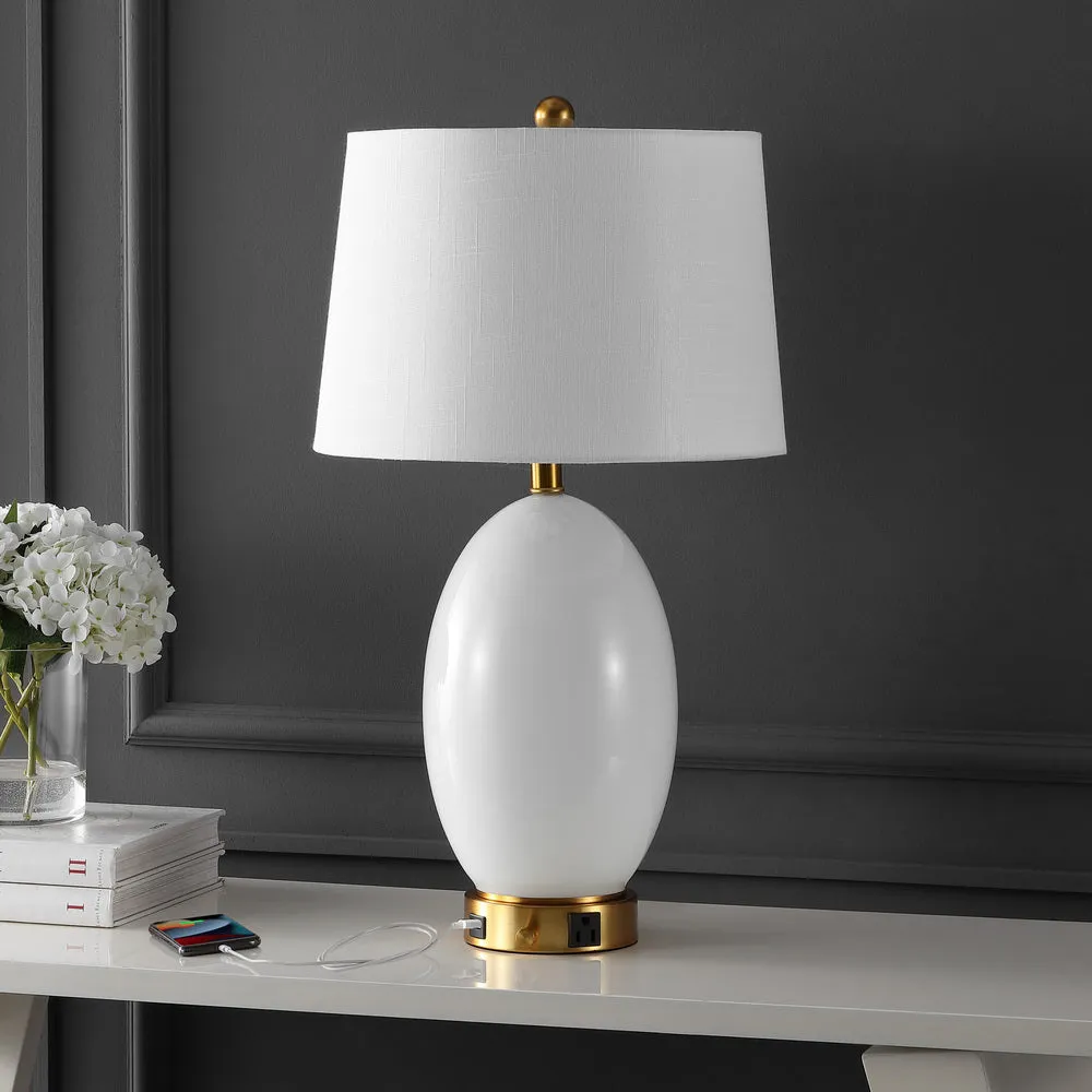 Georgetown Contemporary Style Iron/Glass LED Table Lamp with USB Charging Port