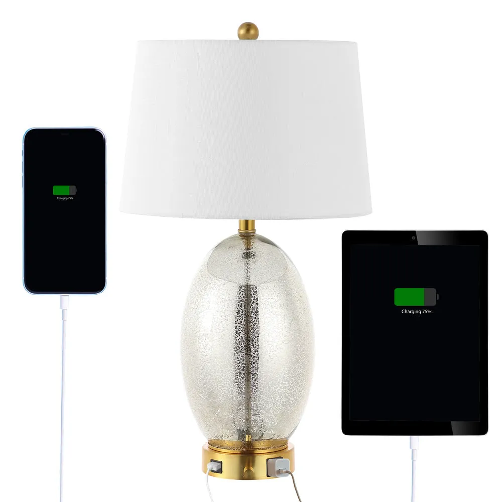 Georgetown Contemporary Style Iron/Glass LED Table Lamp with USB Charging Port