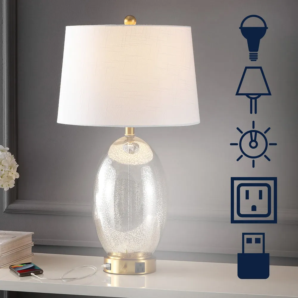 Georgetown Contemporary Style Iron/Glass LED Table Lamp with USB Charging Port