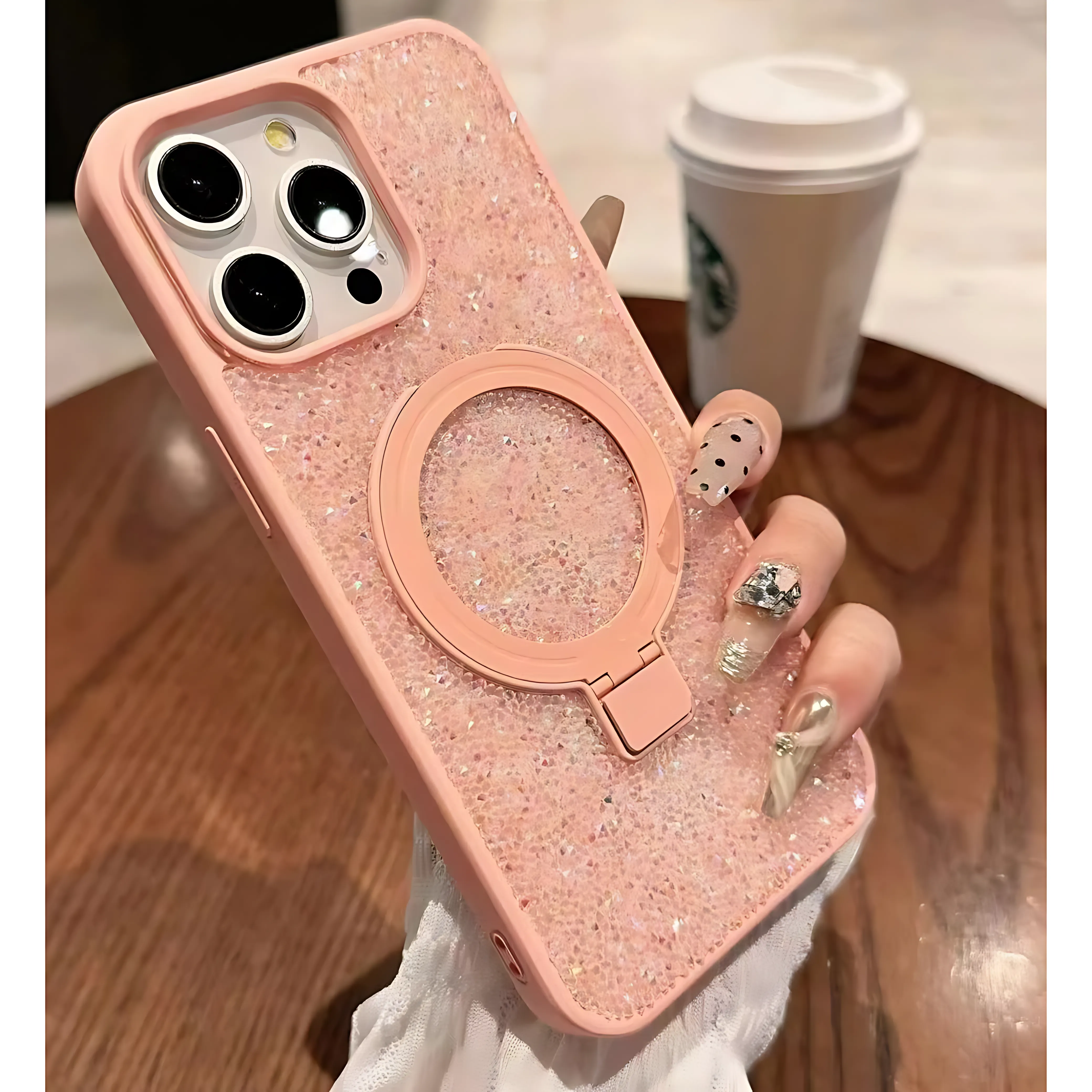 Glitter Diamond Stand Magnetic Holder Phone Case