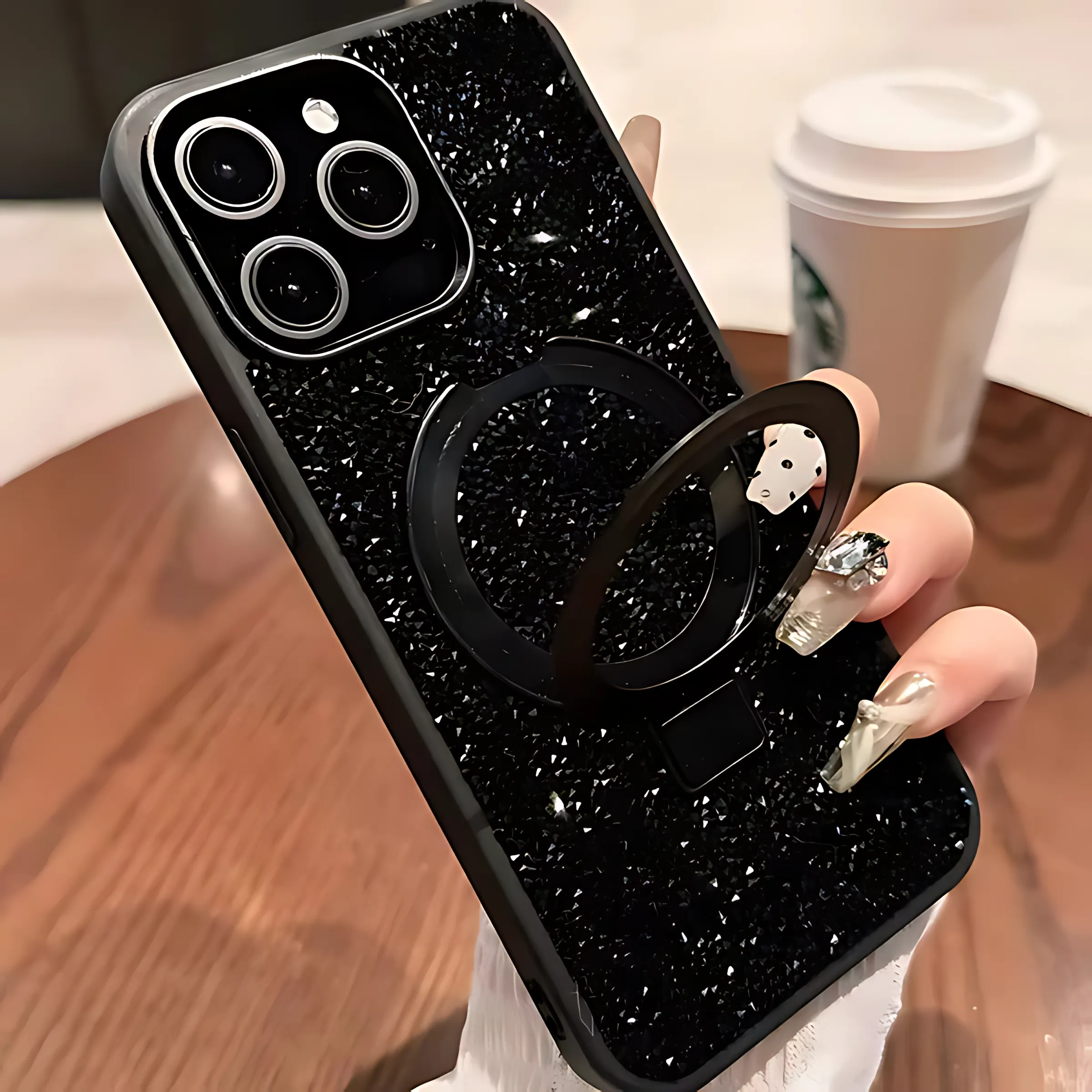 Glitter Diamond Stand Magnetic Holder Phone Case