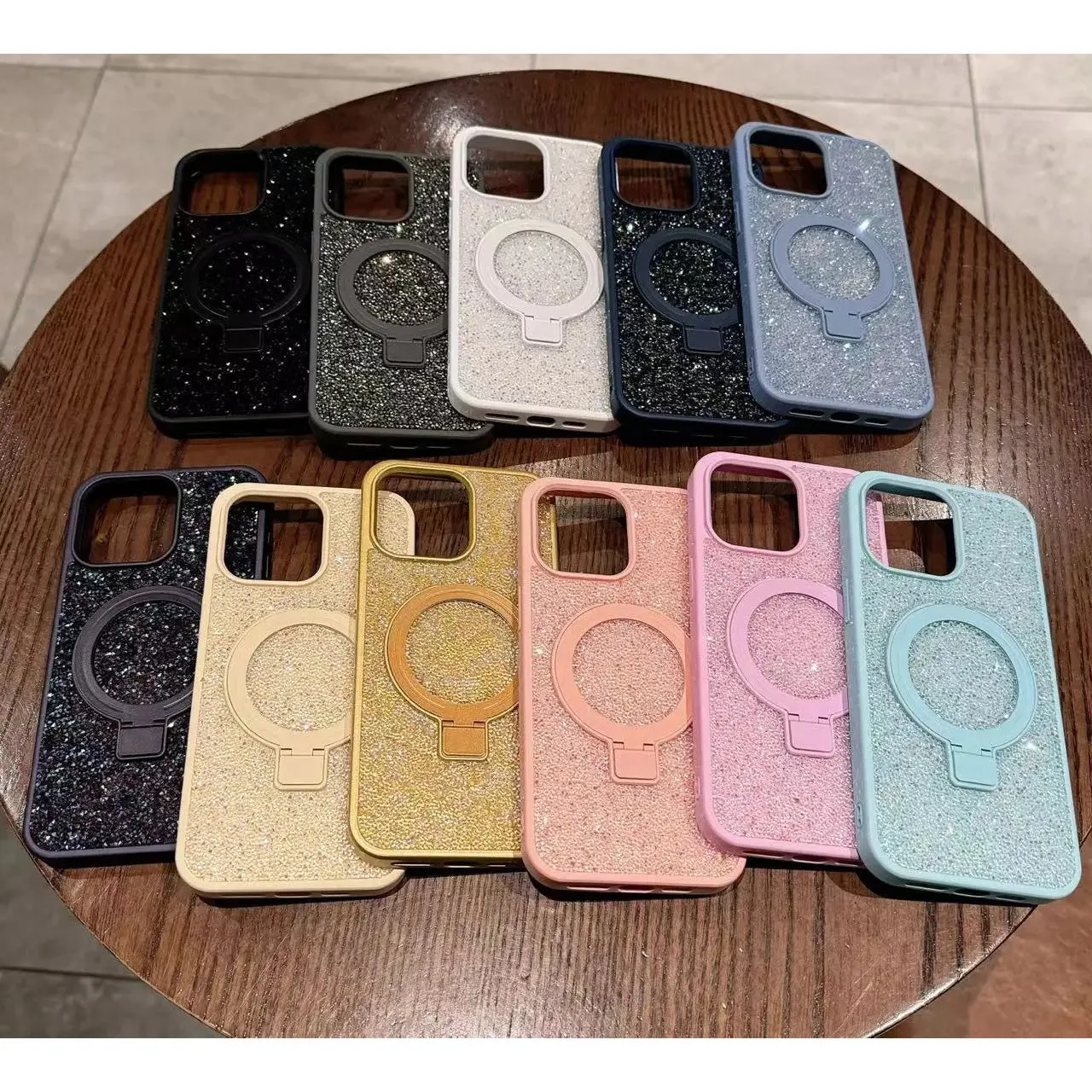 Glitter Diamond Stand Magnetic Holder Phone Case