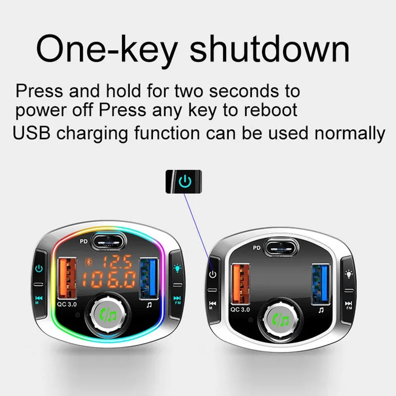 In car Bluetooth 5.0 Transmitter Kit - Handsfree Wireless FM Transmitter