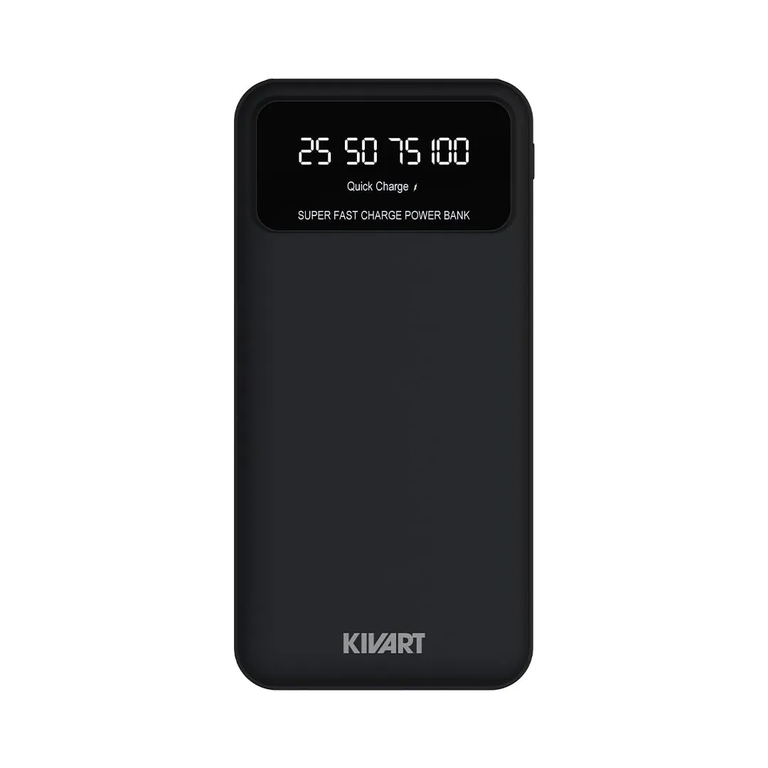 Kivart Titan 10,000 mAh Powerbank | Fast Charging | Universal Compatibility | LED Battery Indicator | 22 Watt Output