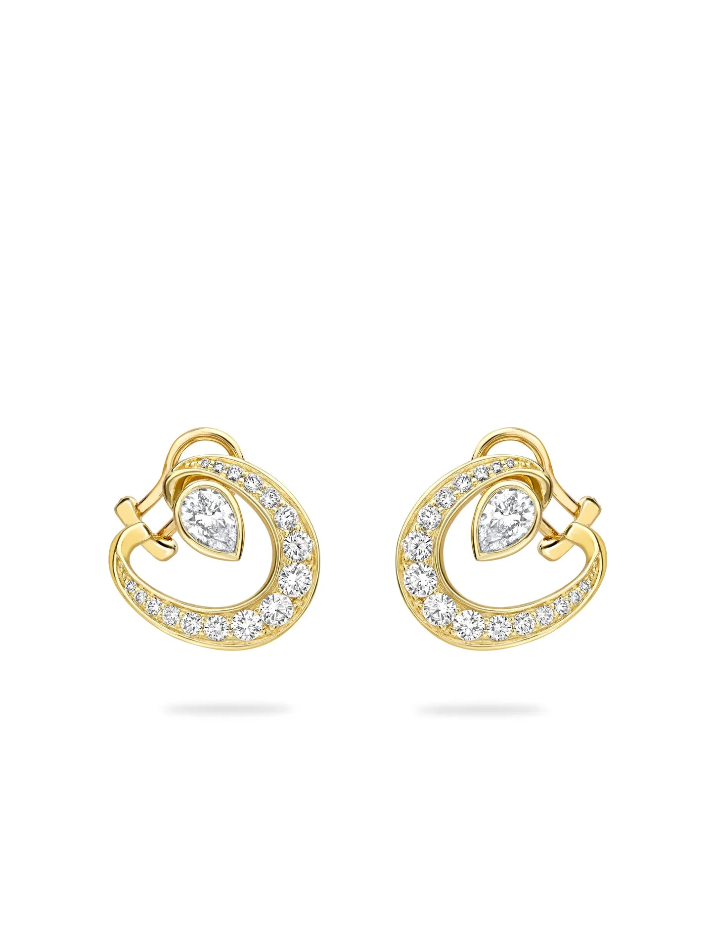 Lucky Yellow Gold Diamond Horseshoe Earrings