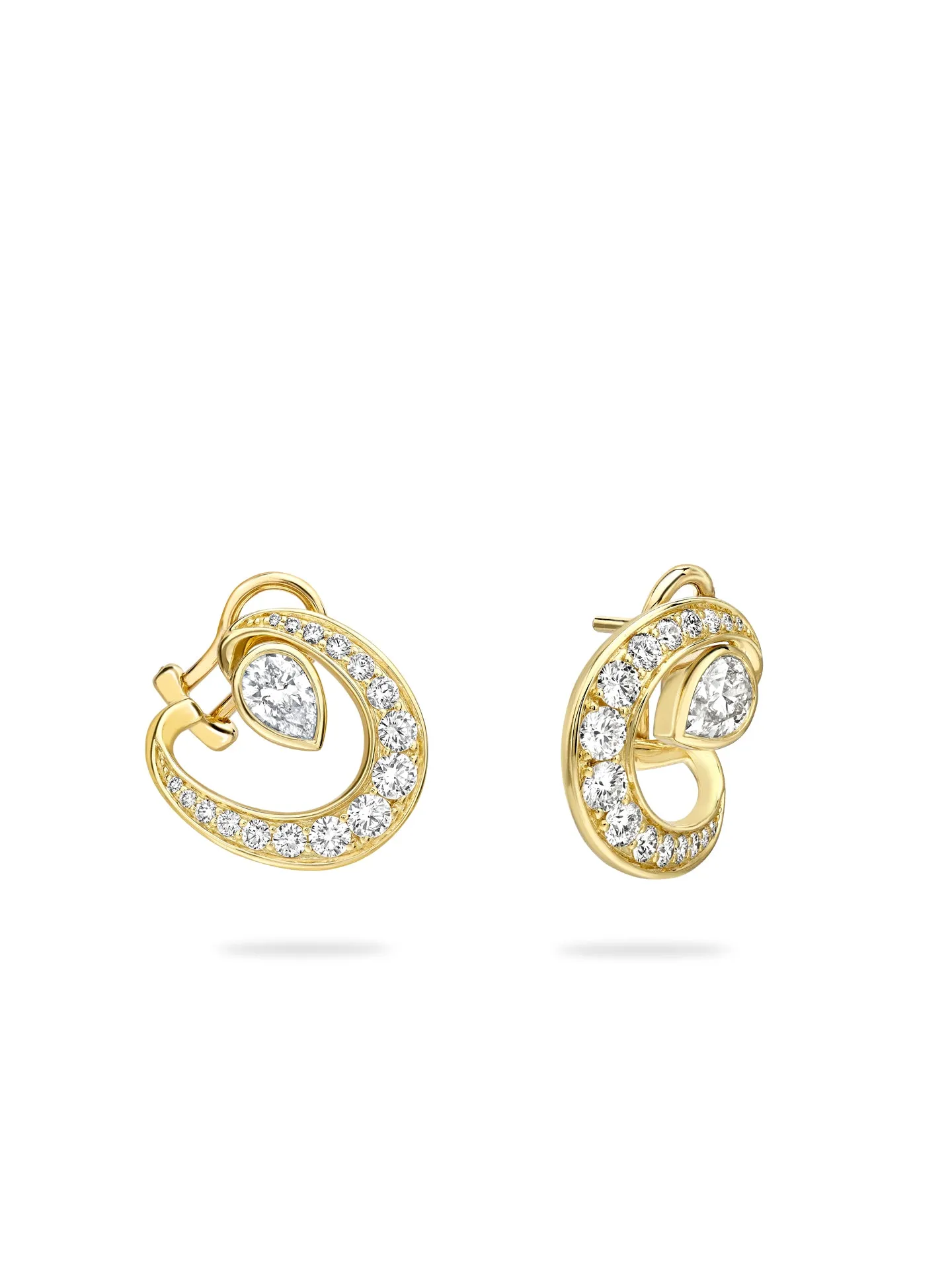 Lucky Yellow Gold Diamond Horseshoe Earrings