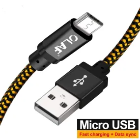 Micro USB Cable 1m 2m 3m Fast Charging Nylon USB Sync Data Mobile Phone Android Adapter Charger Cable for Samsung Cable