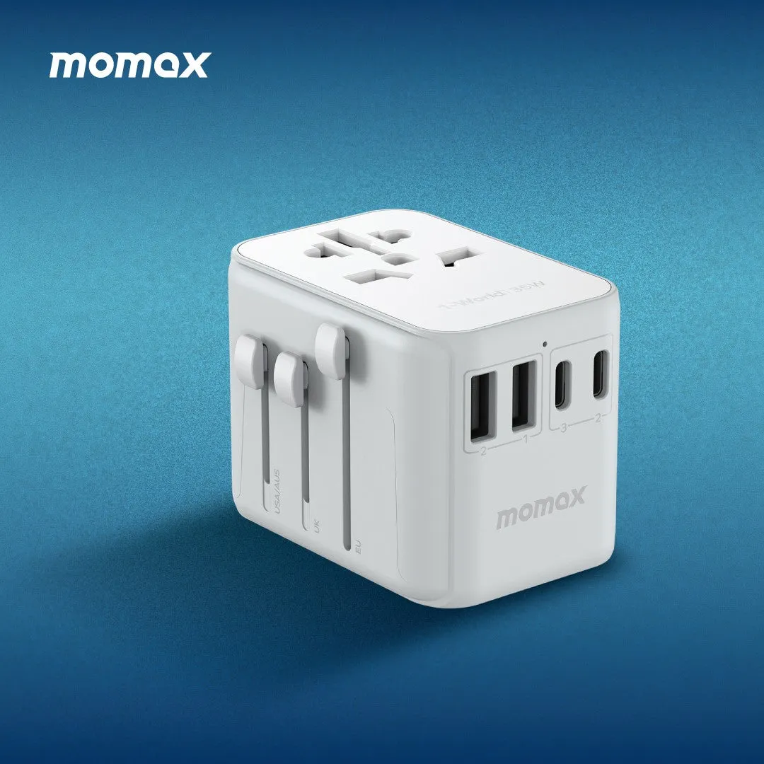 MOMAX 1-World PD 35W 5-Port   AC Charger Universal Travel Adapter