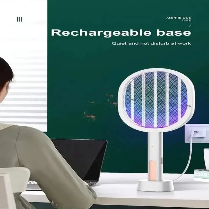 Mosquito Racket Bat Rechargeable Electric Repellent for Home with UV Light (Refurbished)