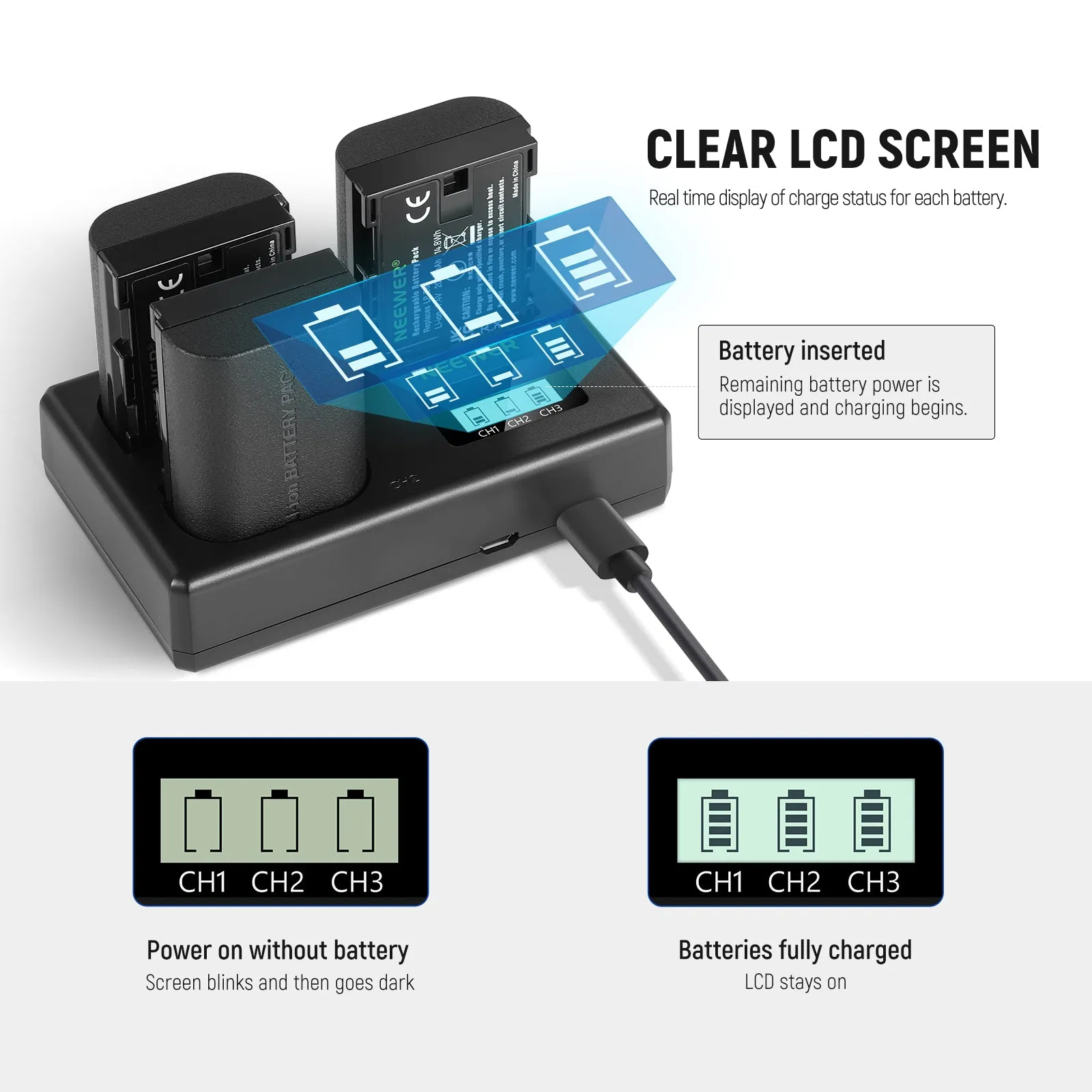 NEEWER LP-E6 Canon Replacement Battery and Charger Set