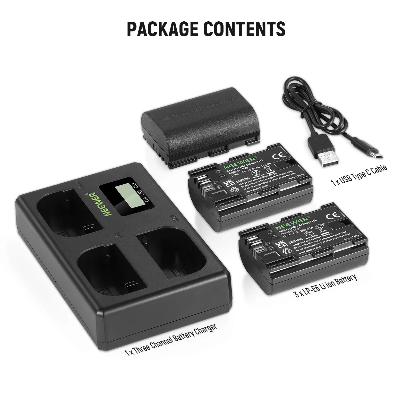 NEEWER LP-E6 Canon Replacement Battery and Charger Set