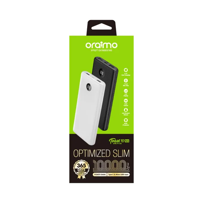 oraimo Toast 10 Byte 10000mAh Optimized Slim Power Bank with LED Light