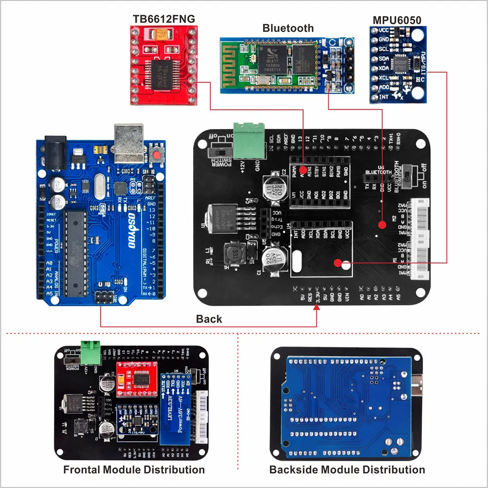 OSOYOO Two Wheel Bluetooth Balance Robot Car Kit  for Arduino