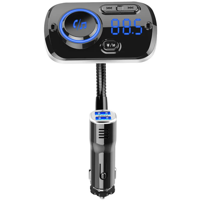 Qc3.0 Fast Charge Car Bluetooth MP3 Hands-Free Phone Player FM Transmitter Ambience Light Display