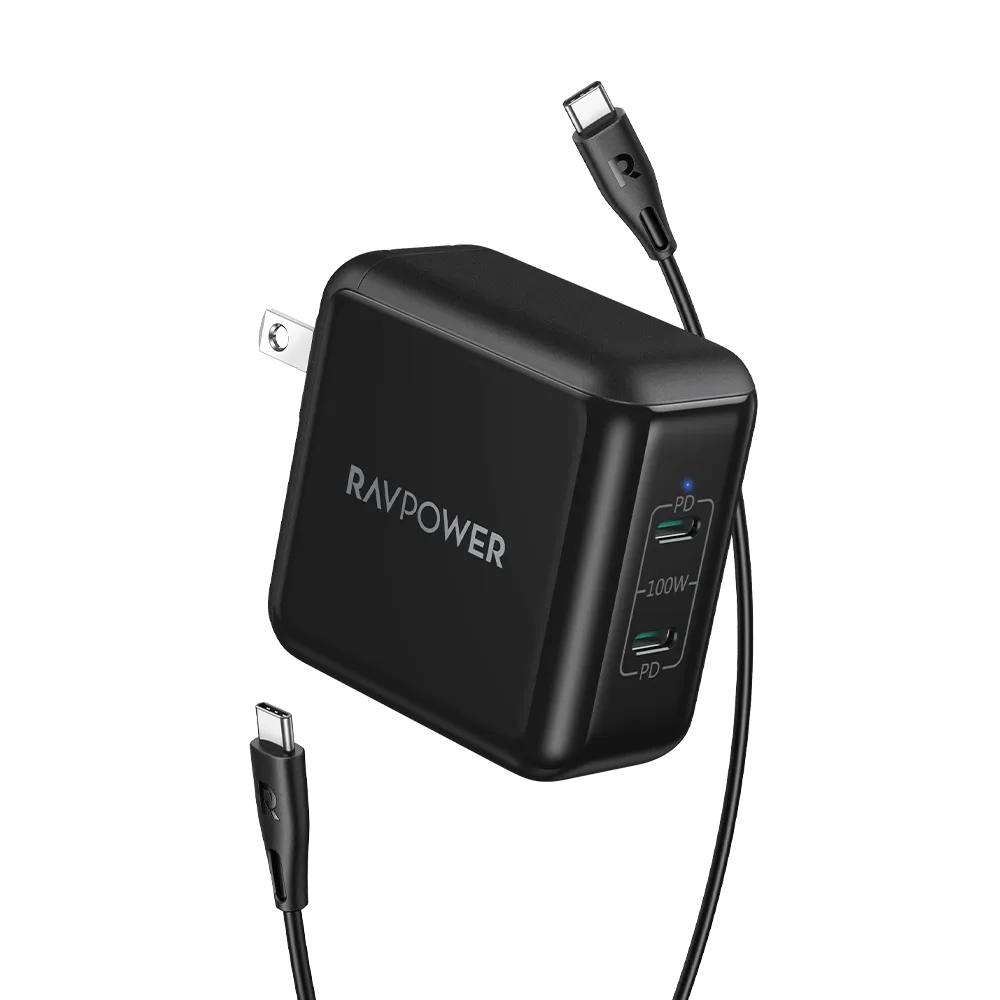 RAVPower 100W GaN II Generation 2 DUO USB-C Ports PD Series Wall Charger