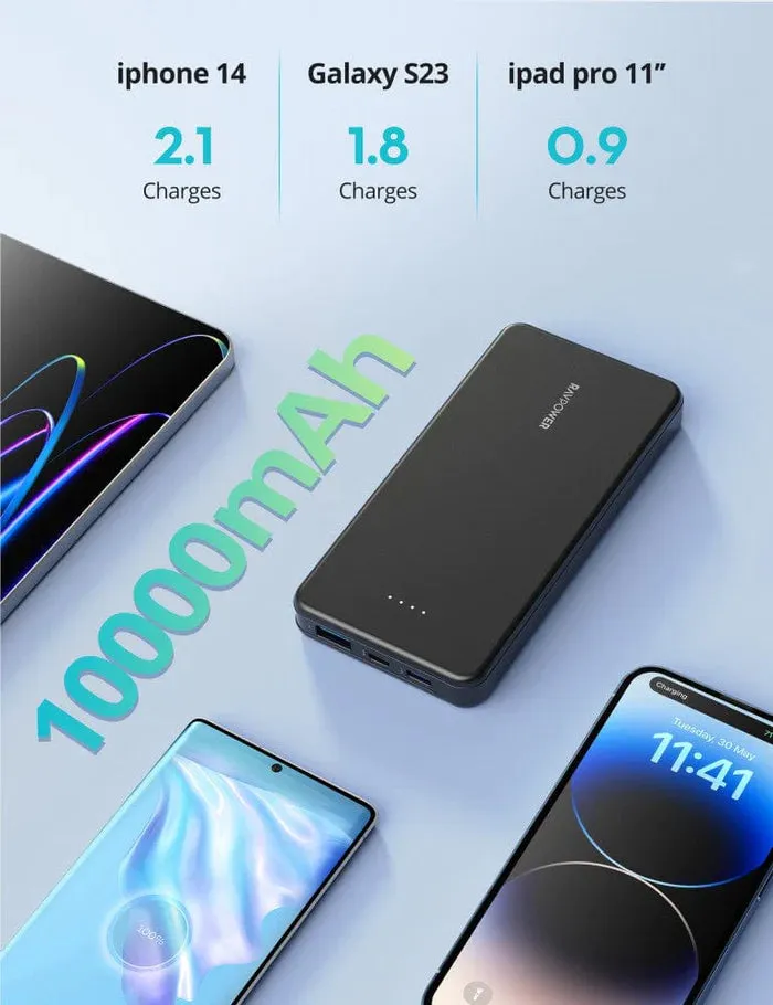 RAVPOWER Pioneer 10000mAh PD 15W 3 Port Power Bank