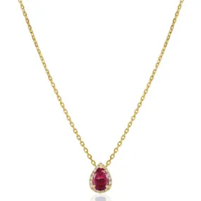 Ruby Diamond Halo Necklace